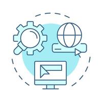 Discoverable soft blue concept icon. Easy to find and index information. Characteristic of PWAs. Round shape line illustration. Abstract idea. Graphic design. Easy to use in presentation vector