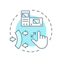 Responsive design soft blue concept icon. Adapt to different screen sizes and orientations. Feature of PWAs. Round shape line illustration. Abstract idea. Graphic design. Easy to use in presentation vector