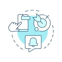 Push notifications soft blue concept icon. Real time messages for users. Characteristic of PWAs. Round shape line illustration. Abstract idea. Graphic design. Easy to use in presentation vector