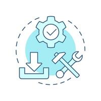 Easy installation soft blue concept icon. Software setup and usage with minimal efforts. Pros of PWAs. Round shape line illustration. Abstract idea. Graphic design. Easy to use in presentation vector