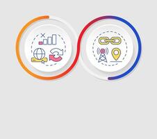Progressive and native web apps infographics circles sequence. Digital services for users. Visualization layout with 2 steps. Info chart loop process presentation vector