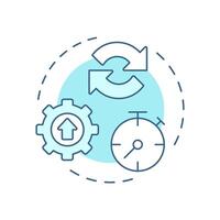 Less development time soft blue concept icon. Faster create, test, and deploy software. Pros of PWAs. Round shape line illustration. Abstract idea. Graphic design. Easy to use in presentation vector