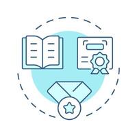 Expert career soft blue concept icon. Specialist knowledge. Professional education, learning. Certification, license. Round shape line illustration. Abstract idea. Graphic design. Easy to use vector