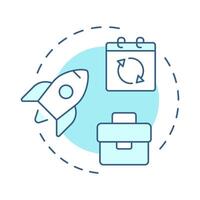 Transitory career soft blue concept icon. Job change, flexibility. Gig worker, freelance. Round shape line illustration. Abstract idea. Graphic design. Easy to use in infographic, presentation vector
