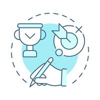 Career goals soft blue concept icon. Milestone achievement, success. Test, exam. Round shape line illustration. Abstract idea. Graphic design. Easy to use in infographic, presentation vector