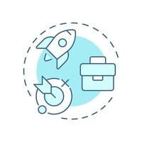 Proactive career planning soft blue concept icon. Goal, milestone. Job search, business. Round shape line illustration. Abstract idea. Graphic design. Easy to use in infographic, presentation vector
