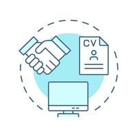 Job search and application soft blue concept icon. Resume, interview. Employment, hiring. Round shape line illustration. Abstract idea. Graphic design. Easy to use in infographic, presentation vector