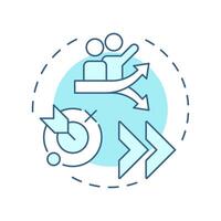 Lateral career path soft blue concept icon. Corporate growth. Employees, workforce. Round shape line illustration. Abstract idea. Graphic design. Easy to use in infographic, presentation vector