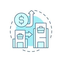 Upstream transactions soft blue concept icon. Subsidiary to parent company. Type of intra group operations. Round shape line illustration. Abstract idea. Graphic design. Easy to use in booklet vector