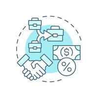 Transfer of assets soft blue concept icon. Movement of ownership in corporate group. Intercompany transactions. Round shape line illustration. Abstract idea. Graphic design. Easy to use in booklet vector