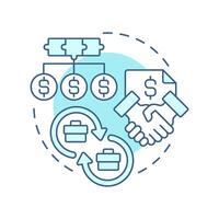 Cost sharing soft blue concept icon. Financing corporate activities and resources. Intercompany transactions. Round shape line illustration. Abstract idea. Graphic design. Easy to use in booklet vector
