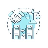 Intercompany agreements soft blue concept icon. Legal regulatory standards. Intra group transactions process. Round shape line illustration. Abstract idea. Graphic design. Easy to use in booklet vector