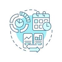 Aligning reporting periods soft blue concept icon. Finances. Best practice for intercompany accounting. Round shape line illustration. Abstract idea. Graphic design. Easy to use in booklet vector