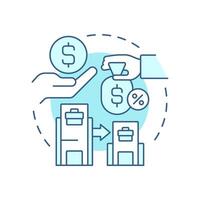 Intercompany loans soft blue concept icon. Financial arrangement in corporate group. Intra group transactions. Round shape line illustration. Abstract idea. Graphic design. Easy to use in booklet vector