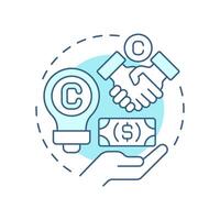 Royalty payments soft blue concept icon. Usage of intellectual property and patents. Intercompany transactions. Round shape line illustration. Abstract idea. Graphic design. Easy to use in booklet vector