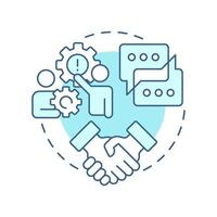 Intercompany dispute resolution soft blue concept icon. Conflict management. Intra group accounting practice. Round shape line illustration. Abstract idea. Graphic design. Easy to use in booklet vector