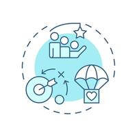 Volunteer engagement soft blue concept icon. Keeping motivation to help. Supporters management component. Round shape line illustration. Abstract idea. Graphic design. Easy to use in brochure vector