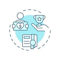 Volunteer recognition soft blue concept icon. Celebrating contributions. Supporters management component. Round shape line illustration. Abstract idea. Graphic design. Easy to use in brochure vector