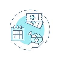 Event volunteering soft blue concept icon. Short term work for specific occasion. Contribution type. Round shape line illustration. Abstract idea. Graphic design. Easy to use in brochure vector