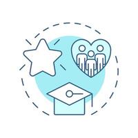 Volunteer empowerment soft blue concept icon. Organization training program. Supporters management component. Round shape line illustration. Abstract idea. Graphic design. Easy to use in brochure vector