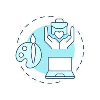 Skills based volunteering soft blue concept icon. Using professional experience. Contribution type. Round shape line illustration. Abstract idea. Graphic design. Easy to use in brochure vector