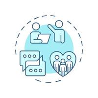 Volunteer committees soft blue concept icon. Collaboration on specific projects. Contribution type. Round shape line illustration. Abstract idea. Graphic design. Easy to use in brochure vector
