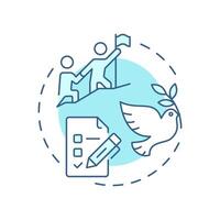 Volunteer coordination soft blue concept icon. Supporters work organization. Contribution management. Round shape line illustration. Abstract idea. Graphic design. Easy to use in brochure vector