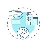 Long term volunteering soft blue concept icon. Deep connections with organization. Contribution type. Round shape line illustration. Abstract idea. Graphic design. Easy to use in brochure vector