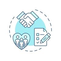 Volunteer application soft blue concept icon. Access matching candidates. Supporters program administration. Round shape line illustration. Abstract idea. Graphic design. Easy to use in brochure vector