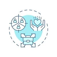 Volunteer segmentation soft blue concept icon. Categorizing supports by skills. Contribution management. Round shape line illustration. Abstract idea. Graphic design. Easy to use in brochure vector