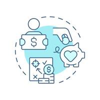 Volunteer fundraising soft blue concept icon. Money for nonprofit organizations. Contribution activity tracking. Round shape line illustration. Abstract idea. Graphic design. Easy to use in brochure vector