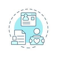 Volunteer profiles soft blue concept icon. Personal information base. Contribution activity tracking. Round shape line illustration. Abstract idea. Graphic design. Easy to use in brochure vector