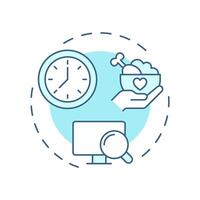 Track volunteer service soft blue concept icon. Recording and analyzing activities. Contribution management. Round shape line illustration. Abstract idea. Graphic design. Easy to use in brochure vector