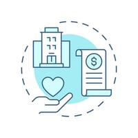 Volunteer grants soft blue concept icon. Financial donations of corporations. Contribution activity tracking. Round shape line illustration. Abstract idea. Graphic design. Easy to use in brochure vector