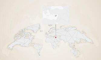 Map of Cyprus with neighbor countries pinned on world map. vector