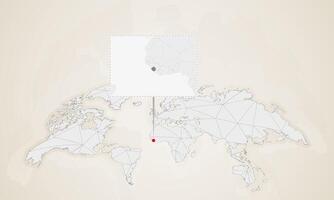 Map of Sierra Leone with neighbor countries pinned on world map. vector