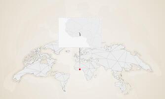 Map of Togo with neighbor countries pinned on world map. vector
