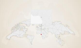 Map of Equatorial Guinea with neighbor countries pinned on world map. vector