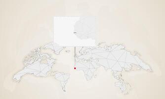 Map of Gambia with neighbor countries pinned on world map. vector
