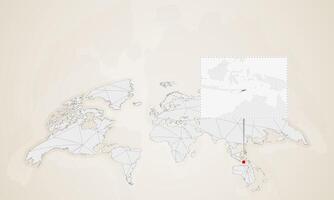 Map of East Timor with neighbor countries pinned on world map. vector
