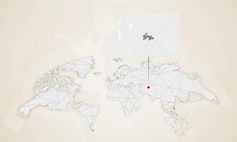 Map of Tajikistan with neighbor countries pinned on world map. vector