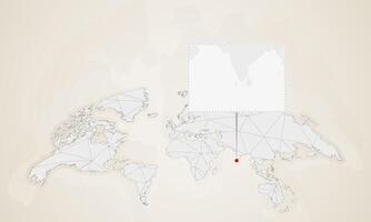 Map of Maldives with neighbor countries pinned on world map. vector