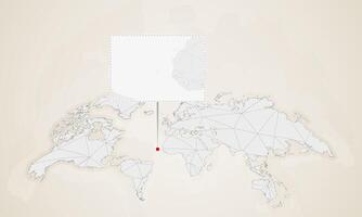 Map of Cape Verde with neighbor countries pinned on world map. vector