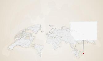 Map of Tuvalu with neighbor countries pinned on world map. vector