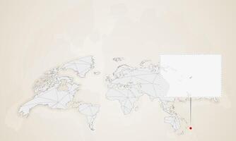 Map of Fiji with neighbor countries pinned on world map. vector