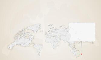 Map of Tonga with neighbor countries pinned on world map. vector