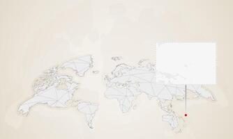Map of Marshall Islands with neighbor countries pinned on world map. vector