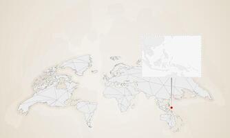 Map of Palau with neighbor countries pinned on world map. vector