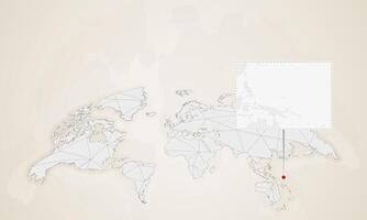 Map of Micronesia with neighbor countries pinned on world map. vector