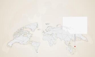 Map of Nauru with neighbor countries pinned on world map. vector